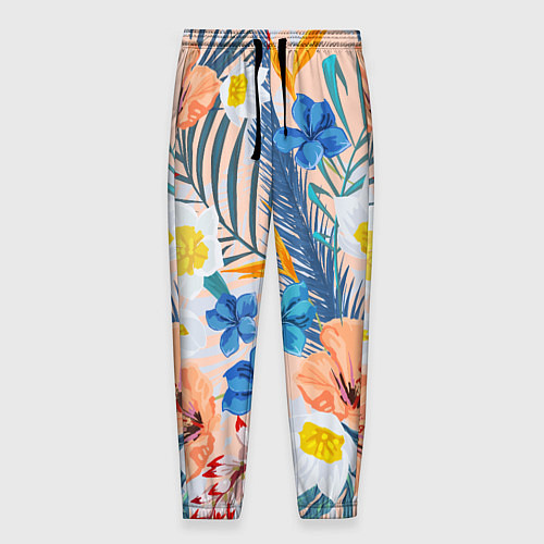 Мужские брюки Цветы Яркие Тропические / 3D-принт – фото 1