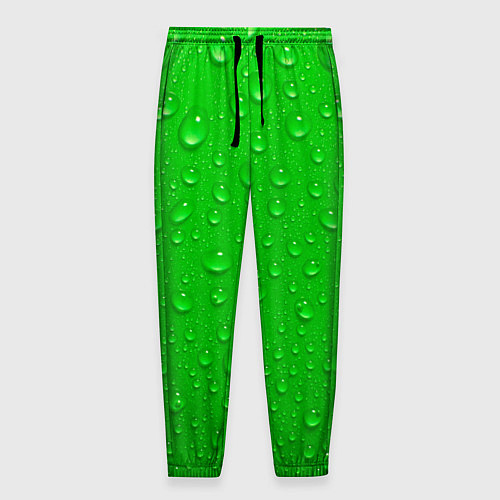 Мужские брюки Зеленый фон с росой / 3D-принт – фото 1