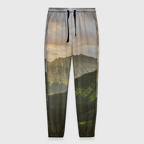 Мужские брюки Горы, лес, небо / 3D-принт – фото 1