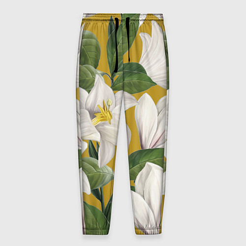 Мужские брюки Цветы Белые Лилии / 3D-принт – фото 1