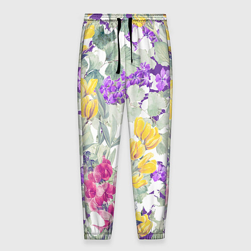 Мужские брюки Цветы Красочный Луговой Узор / 3D-принт – фото 1