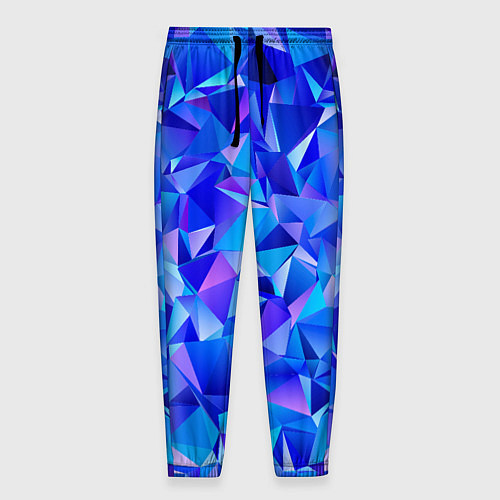Мужские брюки СИНЕ-ГОЛУБЫЕ полигональные кристаллы / 3D-принт – фото 1