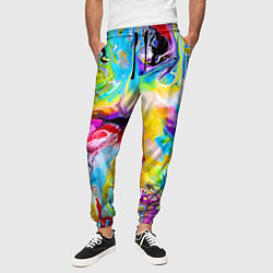 Брюки на резинке мужские Неоновые всплески красок Лето Neon splashes of col, цвет: 3D-принт — фото 2