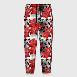Мужские брюки Красные абстрактные цветы