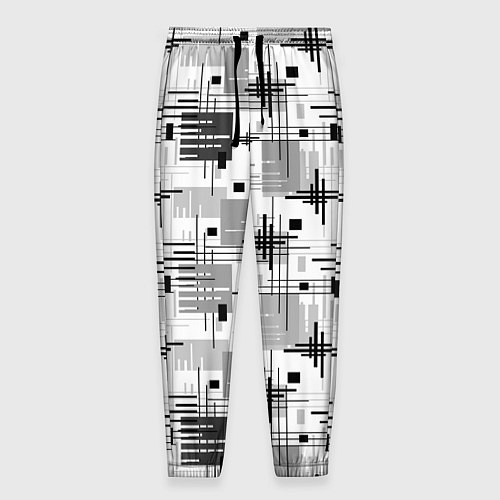 Мужские брюки Черно белый ретро геометрический узор / 3D-принт – фото 1