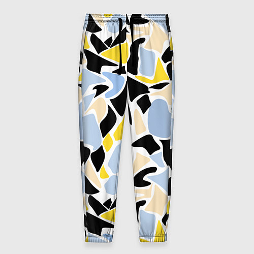 Мужские брюки Абстрактный узор в желто-голубых тонах на черном ф / 3D-принт – фото 1