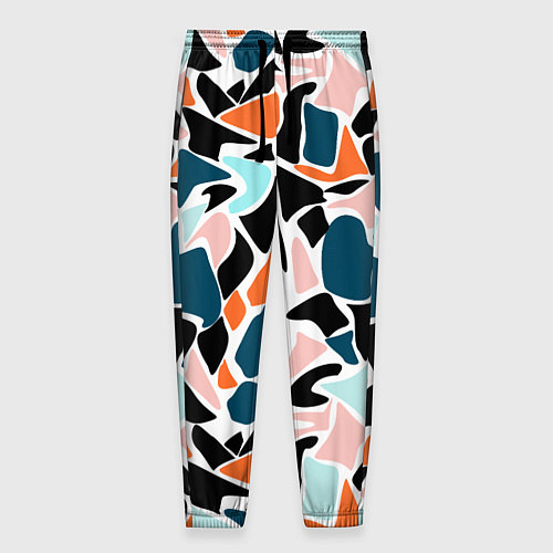 Мужские брюки Абстрактный современный разноцветный узор в оранже / 3D-принт – фото 1