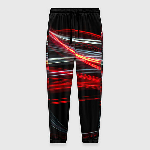 Мужские брюки Волнообразные линии неона - Красный / 3D-принт – фото 1