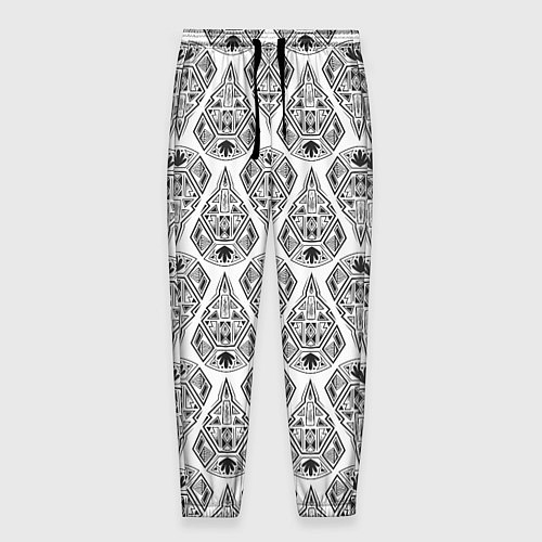 Мужские брюки Черно-белый геометрический узор Арт деко / 3D-принт – фото 1