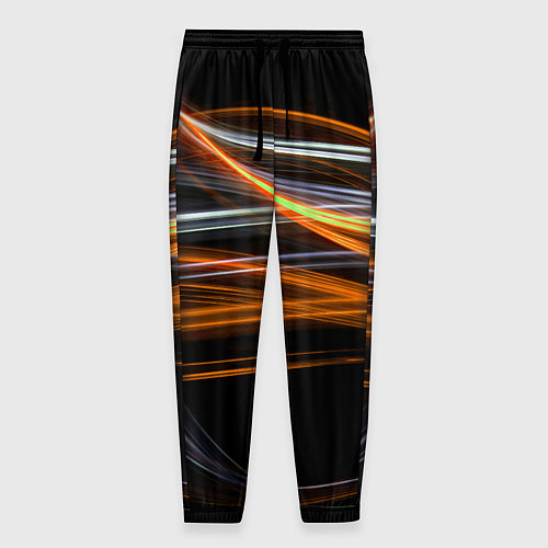 Мужские брюки Волнообразные линии неона - Оранжевый / 3D-принт – фото 1