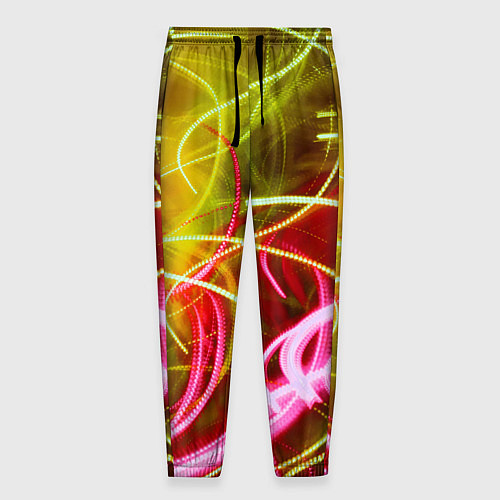 Мужские брюки Неоновые линии и фонари - Жёлтый / 3D-принт – фото 1