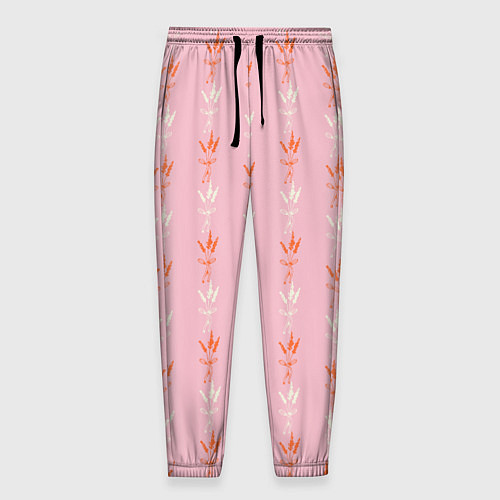 Мужские брюки Веточки лаванды розовый паттерн / 3D-принт – фото 1