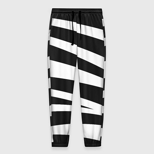 Мужские брюки Зебра чёрные и белые полосы / 3D-принт – фото 1