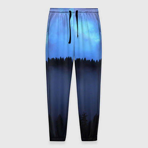 Мужские брюки Неоновое небо над лесом / 3D-принт – фото 1