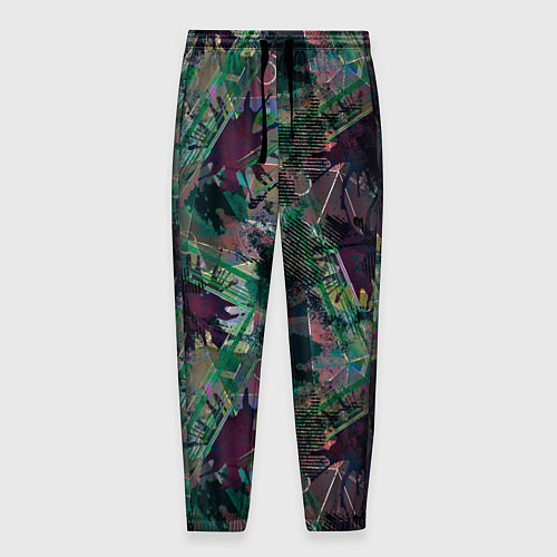 Мужские брюки Абстрактный гранжевый принт с кляксами и штрихами / 3D-принт – фото 1