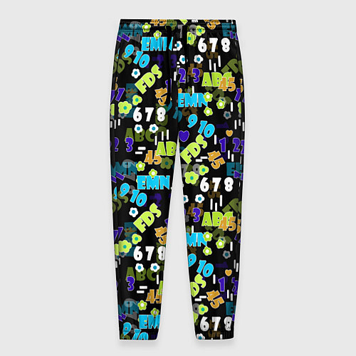 Мужские брюки Multicolored alphabet and numbers / 3D-принт – фото 1