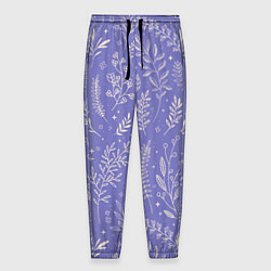 Мужские брюки Цветы и Листья На Фиолетовом Фоне