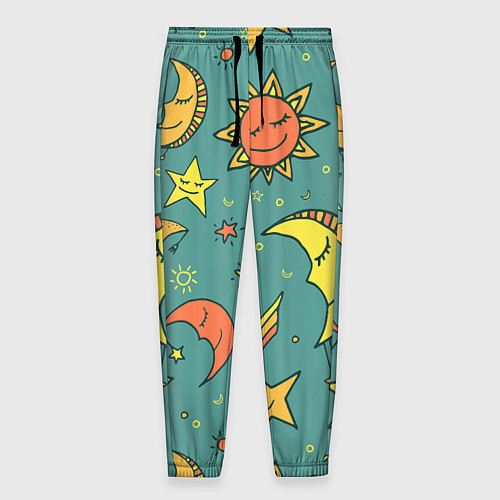 Мужские брюки Солнце, Луна и Звёзды / 3D-принт – фото 1