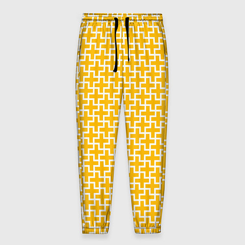 Мужские брюки Белые крестики на желтом фоне / 3D-принт – фото 1
