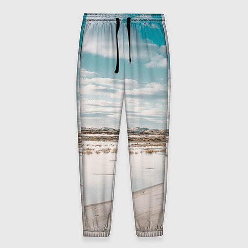 Мужские брюки Песочный пляж и водоём - Белый / 3D-принт – фото 1