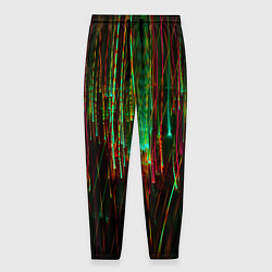 Мужские брюки Абстрактное множество зелёных неоновых лучей