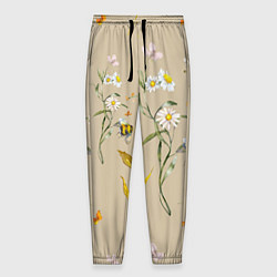 Мужские брюки Нарисованные Цветы Ромашки и Пчёлы