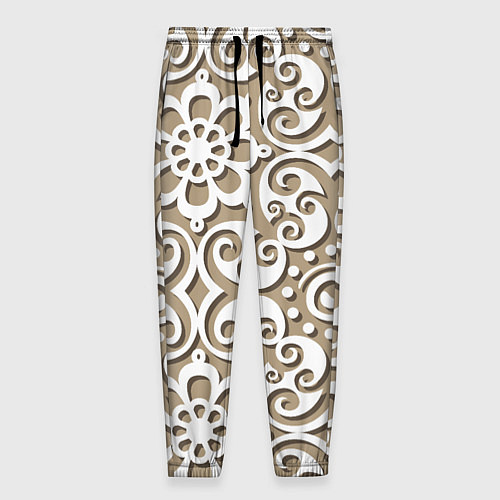 Мужские брюки Цветочный кружевной орнамент / 3D-принт – фото 1