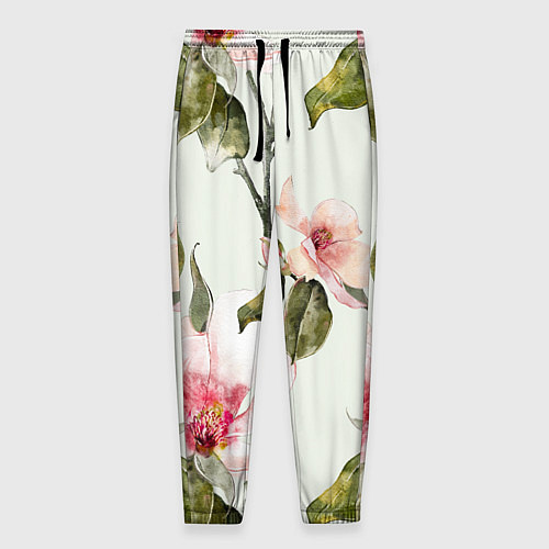 Мужские брюки Цветы Нарисованные Магнолии / 3D-принт – фото 1