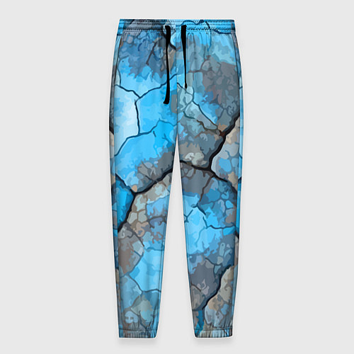 Мужские брюки Растрескавшаяся поверхность голубого цвета / 3D-принт – фото 1