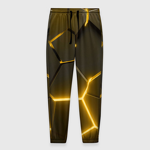 Мужские брюки Золотые неоновые геометрические плиты / 3D-принт – фото 1