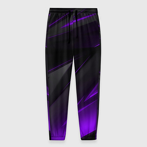 Мужские брюки Черно-фиолетовая геометрическая абстракция / 3D-принт – фото 1