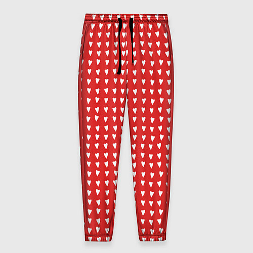 Мужские брюки Красные сердечки паттерн / 3D-принт – фото 1