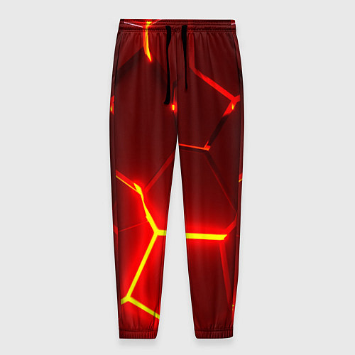 Мужские брюки Красные неоновые геометрические плиты / 3D-принт – фото 1