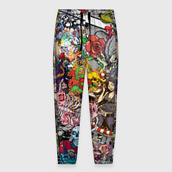 Брюки на резинке мужские Цветное граффити и татуировки, цвет: 3D-принт