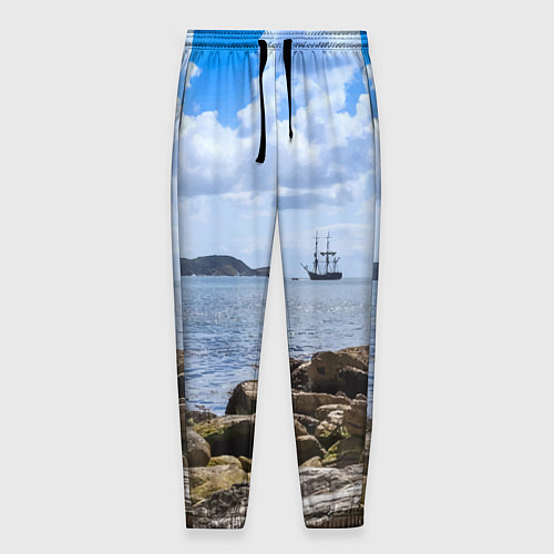 Мужские брюки Парусник на горизонте океана / 3D-принт – фото 1