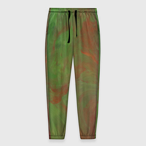 Мужские брюки Зелёные и красные волны красок / 3D-принт – фото 1