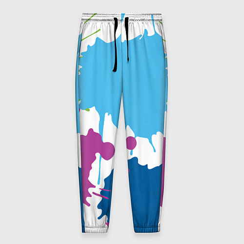 Мужские брюки Цветные кляксы на белом фоне / 3D-принт – фото 1