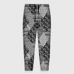 Мужские брюки Black and White Ethnic Patchwork Pattern