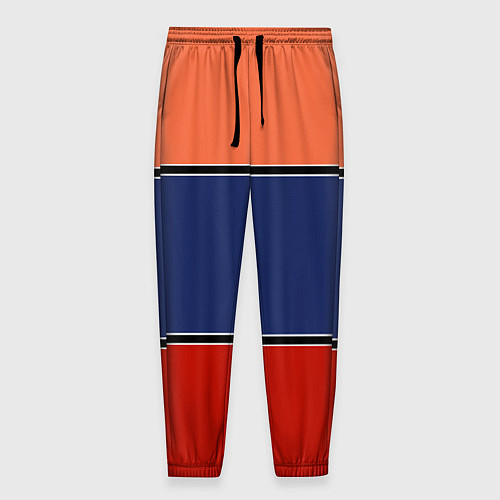 Мужские брюки Combined pattern striped orange red blue / 3D-принт – фото 1