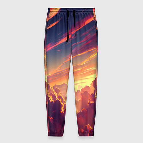 Мужские брюки Закатное солнце в облаках / 3D-принт – фото 1