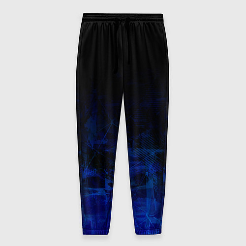 Мужские брюки Однотонный черный и темно синий гранжевый градиент / 3D-принт – фото 1