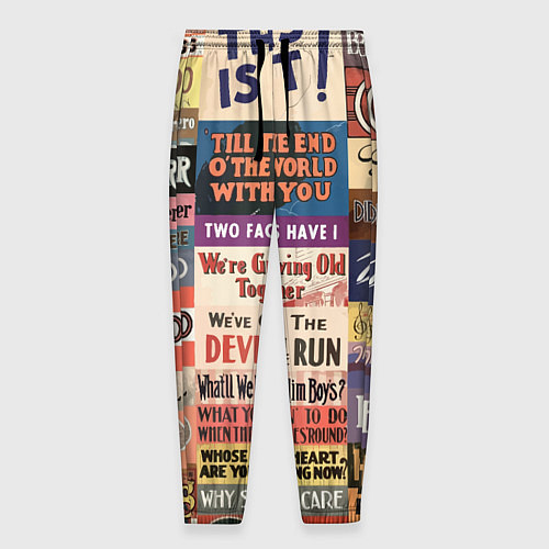 Мужские брюки Рекламные стикеры - retro / 3D-принт – фото 1