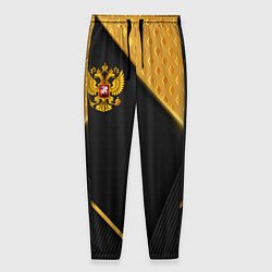 Мужские брюки Герб России на черном фоне с золотыми вставками