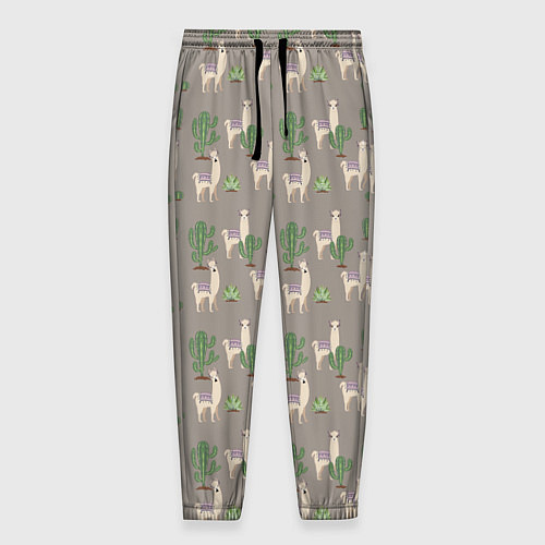 Мужские брюки Три забавных ламы среди кактусов / 3D-принт – фото 1
