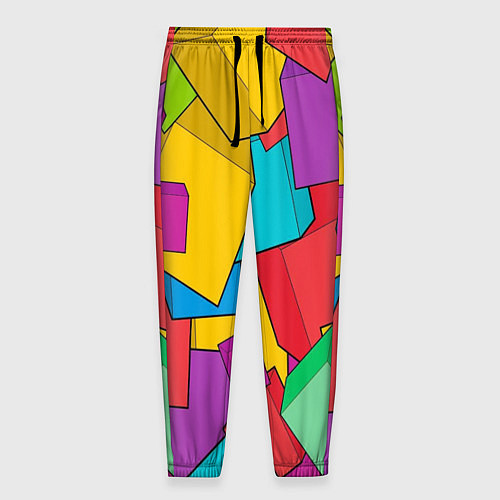 Мужские брюки Фон из разноцветных кубиков / 3D-принт – фото 1