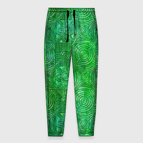 Мужские брюки Узорчатый зеленый стеклоблок имитация / 3D-принт – фото 1