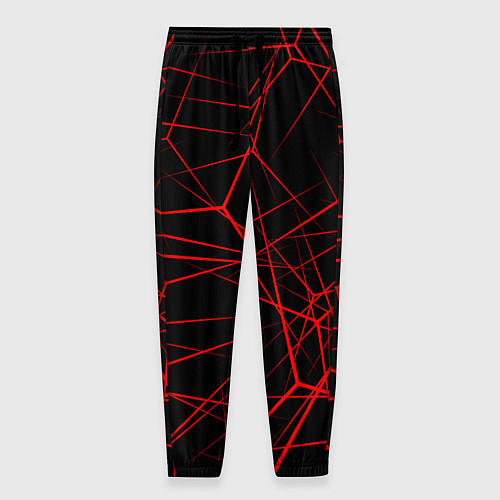 Мужские брюки Красные линии на черном фоне / 3D-принт – фото 1