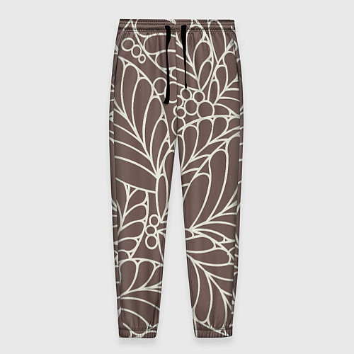 Мужские брюки Кофеиновый паттерн из листьев / 3D-принт – фото 1