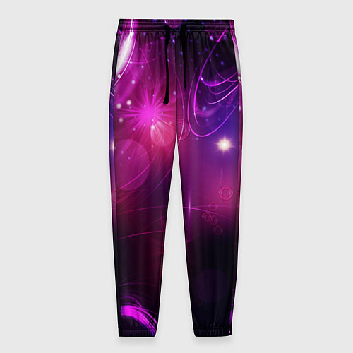 Мужские брюки Фиолетовые неоновые блики / 3D-принт – фото 1
