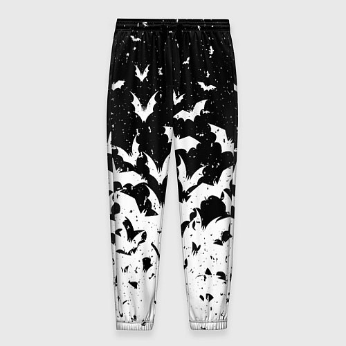 Мужские брюки Black and white bat pattern / 3D-принт – фото 1